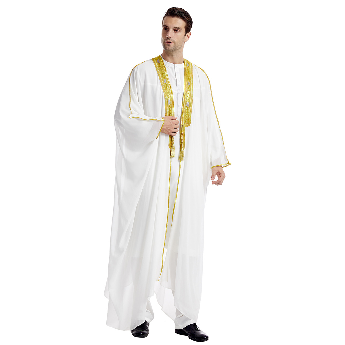 Eid hommes musulmans Jubba Thobe hommes Cardigan Abaya Robe longue islamique Ramadan Kimono longue Robe saoudienne arabe Musulman Caftan dubaï
