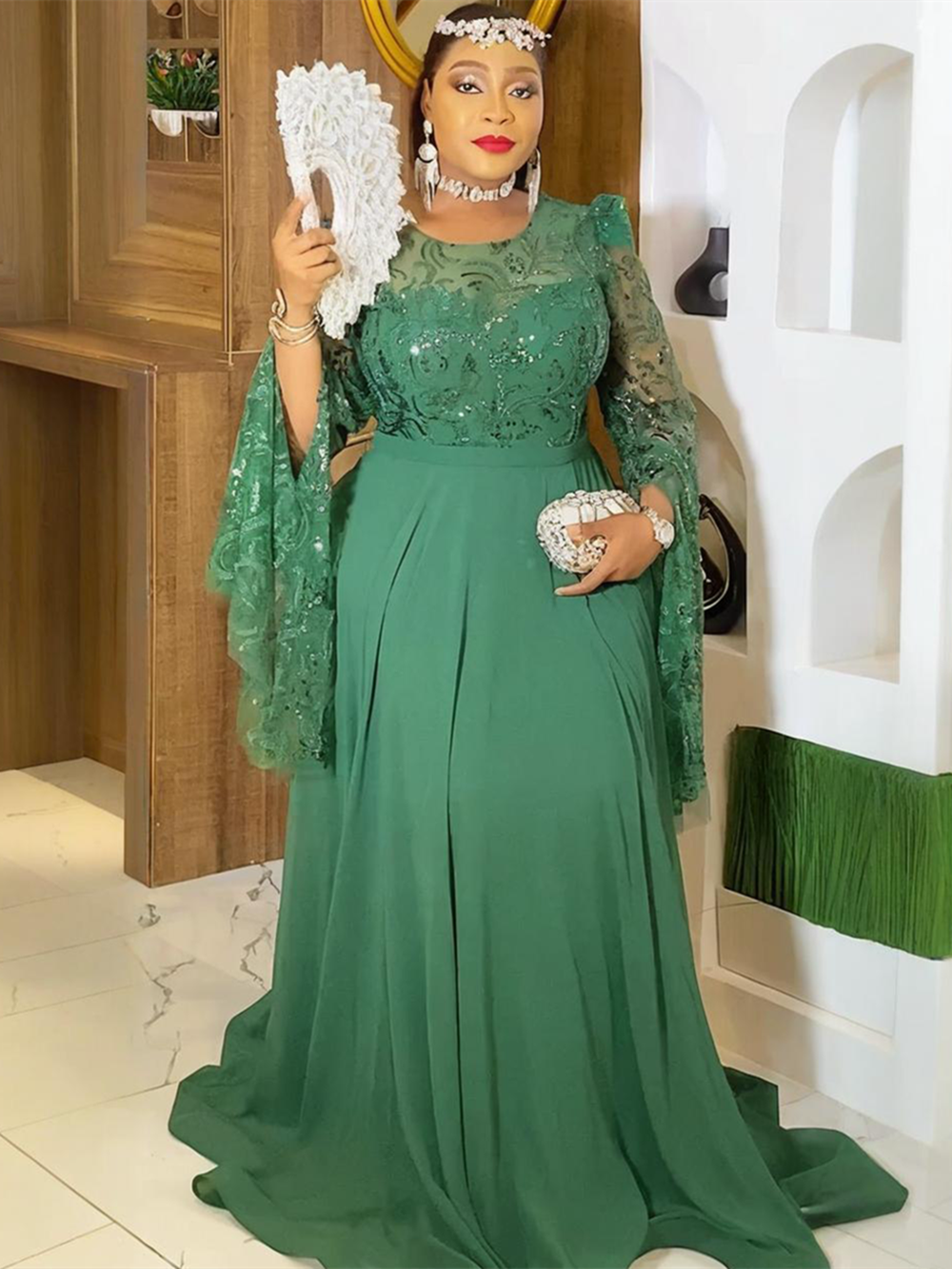 Robes de soirée de mariage africaines grande taille pour femmes Dashiki paillettes à manches longues robe de soirée élégante turquie robe Maxi musulmane