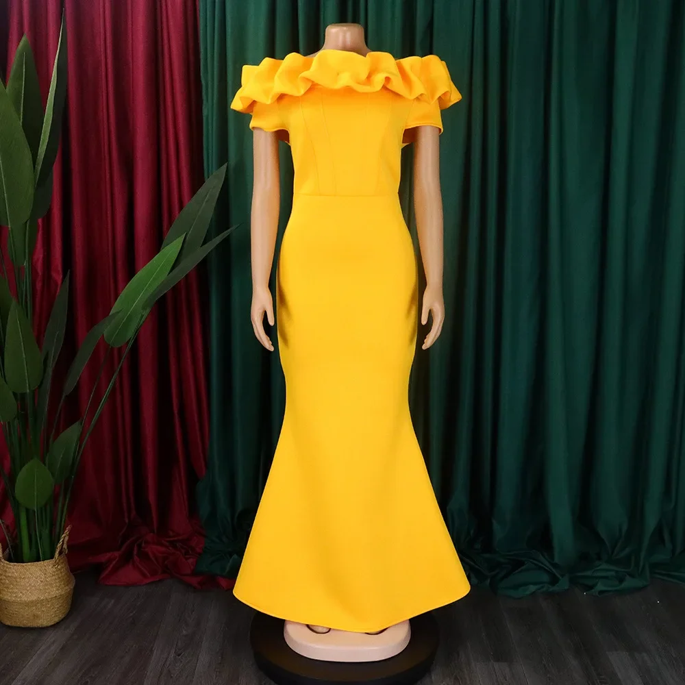 Robe sirène à manches courtes pour femmes, robe longue élégante, longueur au sol, robe de soirée d'anniversaire féminine, robe de luxe