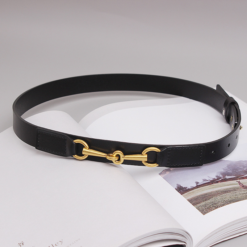 Ceinture femme nouvelles ceintures simples pour femmes boucle de selle décoration ceinture en peau de vache femme