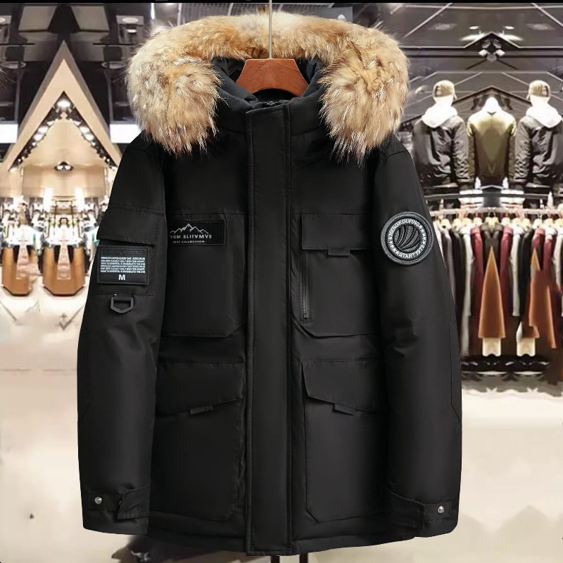 Nouveau hiver hommes à capuche col de fourrure manteaux en duvet de canard de haute qualité manteaux imperméables mode Parkas mâle décontracté chaud doudoune