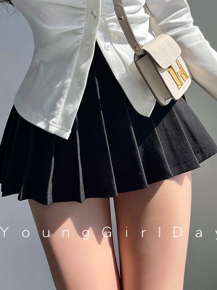 Jupe plissée avec short pour femmes, Sexy, taille haute, blanc, noir, ligne a, coréen, Gyaru, Mini jupe de Tennis, écolière, été
