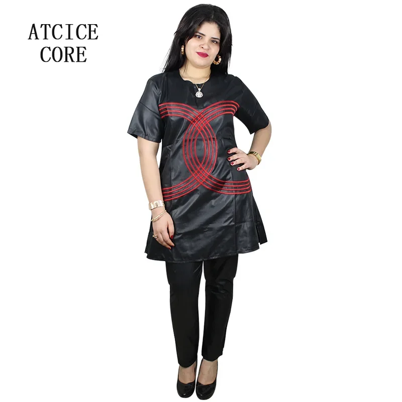 Vêtements Africains Dashiki pour Femmes, Design de Broderie, Tissu Souple, Haut et Pantalon, One Trempé