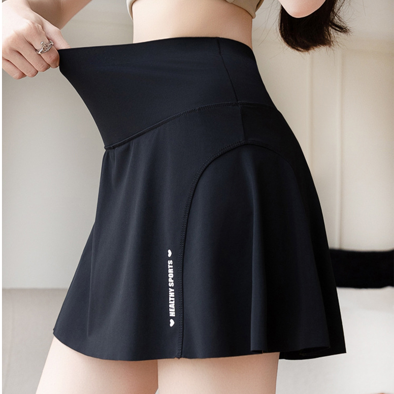 Jupe taille haute grande taille pour femmes, short Slim extensible, empêche les fuites de lumière, entraînement, cyclisme, jupe plissée à séchage rapide, été