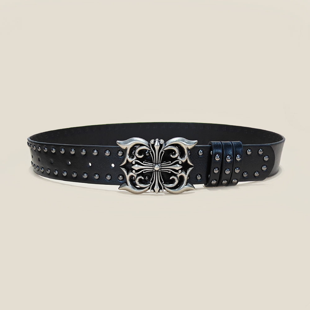Ceinture en jean unisexe femme Punk 3.8cm de large ceintures pour femmes grande taille luxe concepteur croix hommes ceinture gothique Rivet ceinture mâle
