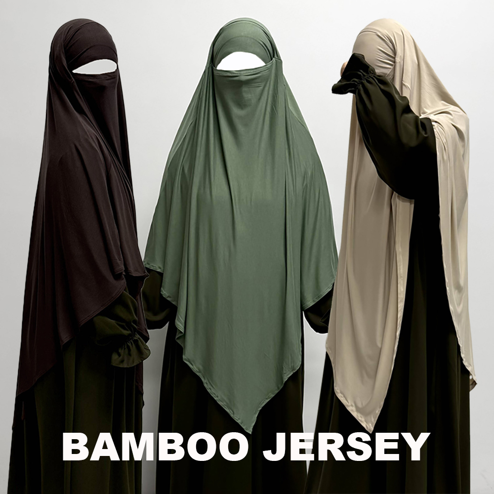 Khimar en jersey de bambou, respectueux de la peau, certifié OEKO-TEX, respirant, léger, pour la prière musulmane, Eid, Ramadan, à nouer à l'arrière
