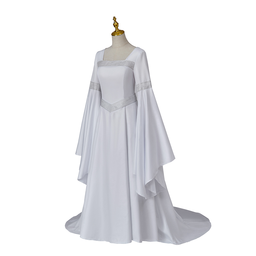 Galadriel Elf Queen Cosplay Costume fur s pour femmes, tenues d'Halloween, carnaval, vêtements de fête trempés, robe de Rhen plis
