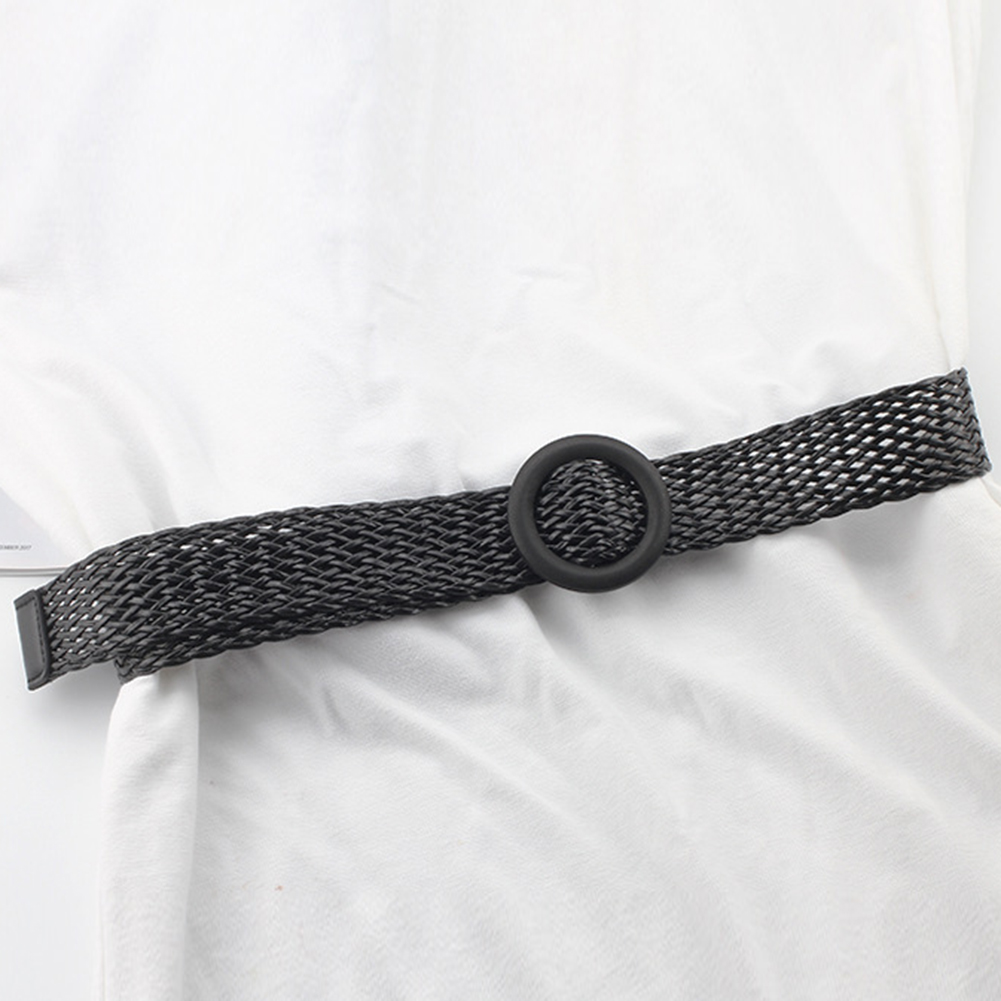 Ceintures tressées d'été pour femmes, boucle de ceinture élastique, Vintage, Bohe, en paille, tricotée, pour robe, fausse paille