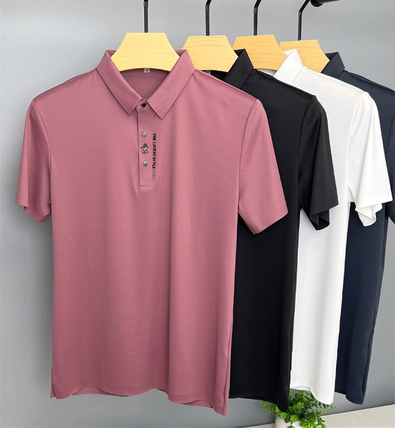 Haute qualité Ice Silk manches courtes hommes polo shirt été nouvelle marque mode broderie DESIGN TOP respirant cool t - shirt