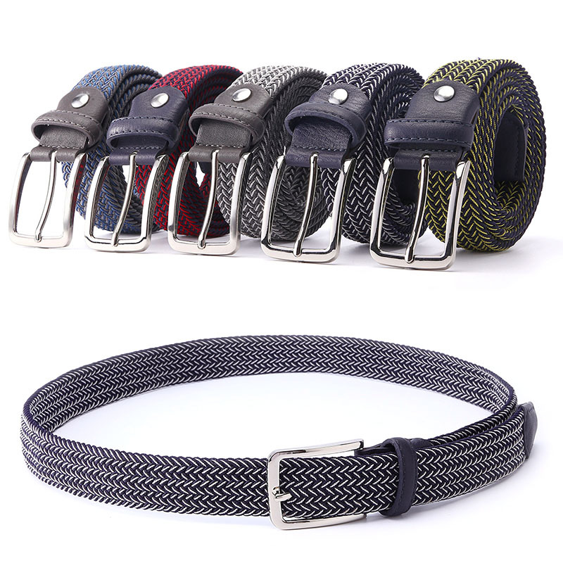 Ceinture en toile tissée à la main pour hommes et femmes, 2020 tissée à la main, ceinture élastique pour jeans, bleu et blanc, design de mode, 100-135cm