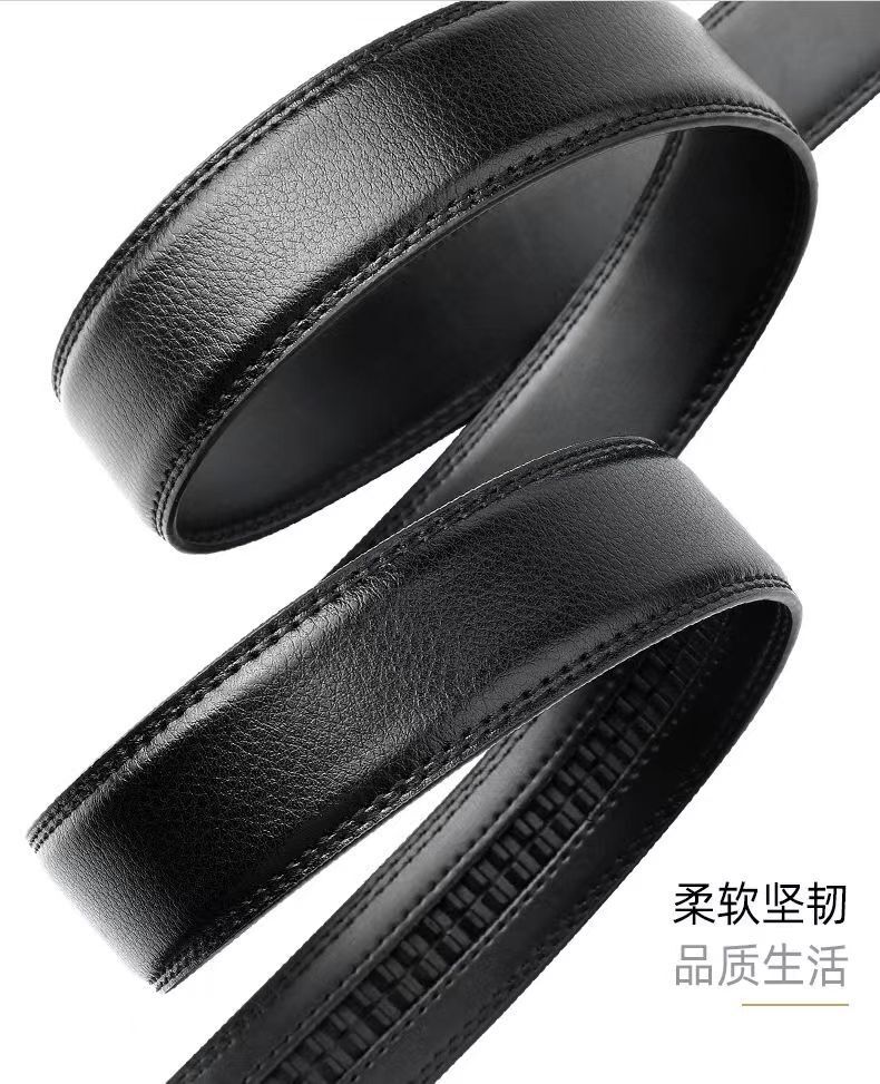 Ceinture pour homme de 3,4 cm de large, avec boucle automatique, corps de ceinture sans tête de boucle, style business décontracté, peut être coupée, ceinture de rechange