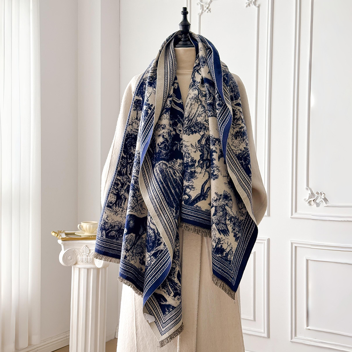 Châle Pashmina Jacquard Animal élégant pour femmes, écharpes épaisses et chaudes, Design Double face, couverture coupe-vent résistante au froid, hiver