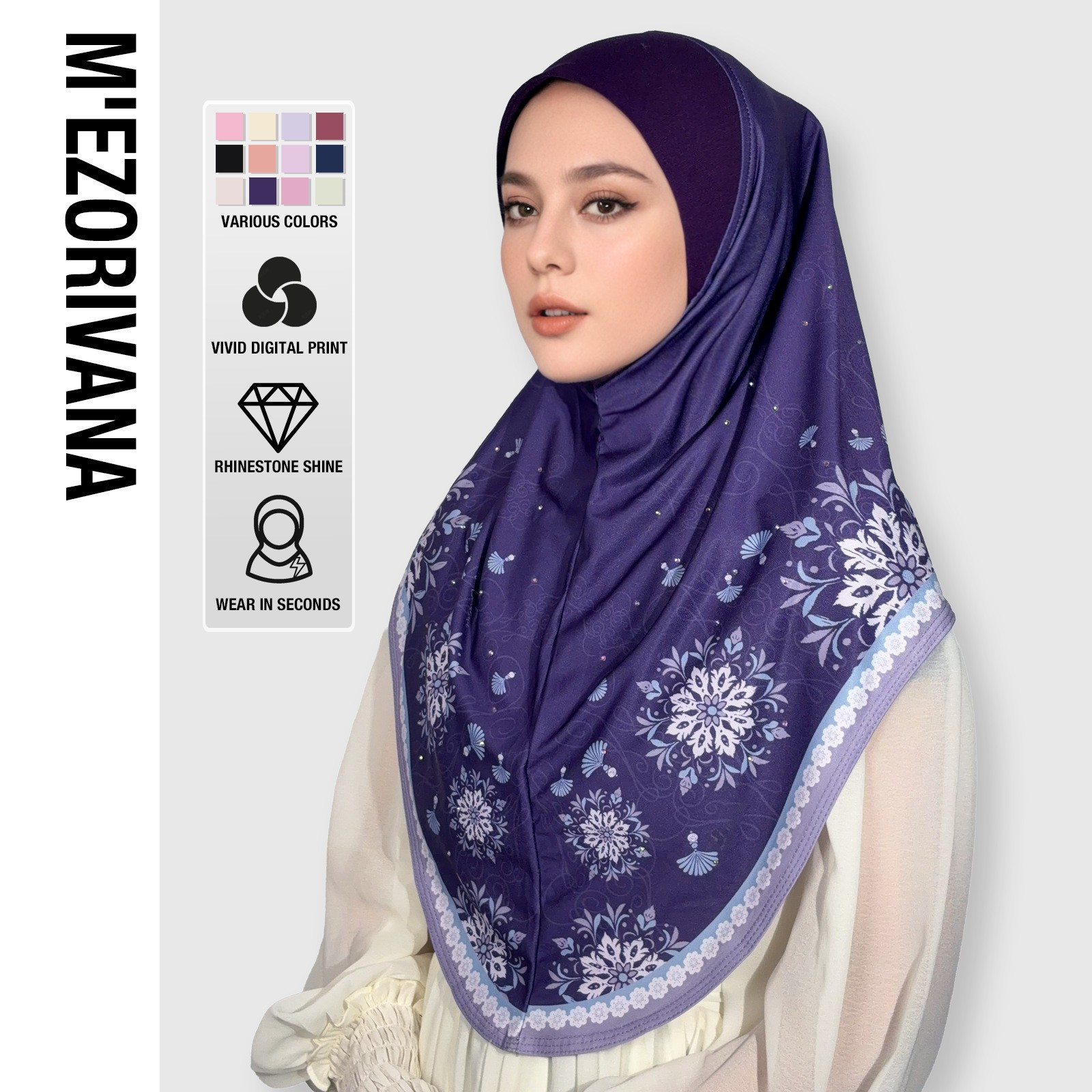 Nouveau Malaisie femmes Hijabs casquette châle élégant imprimé fleuri diamants tête enveloppement Bonnet longue écharpe foulards