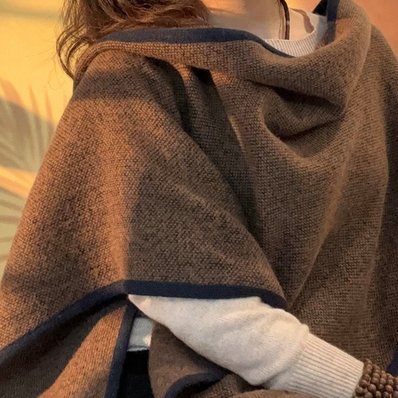 Écharpe triangulaire japonaise 100% laine, châle tricoté haut de gamme élégant britannique pour femme, écharpe de Protection du cou chaude pour l'hiver