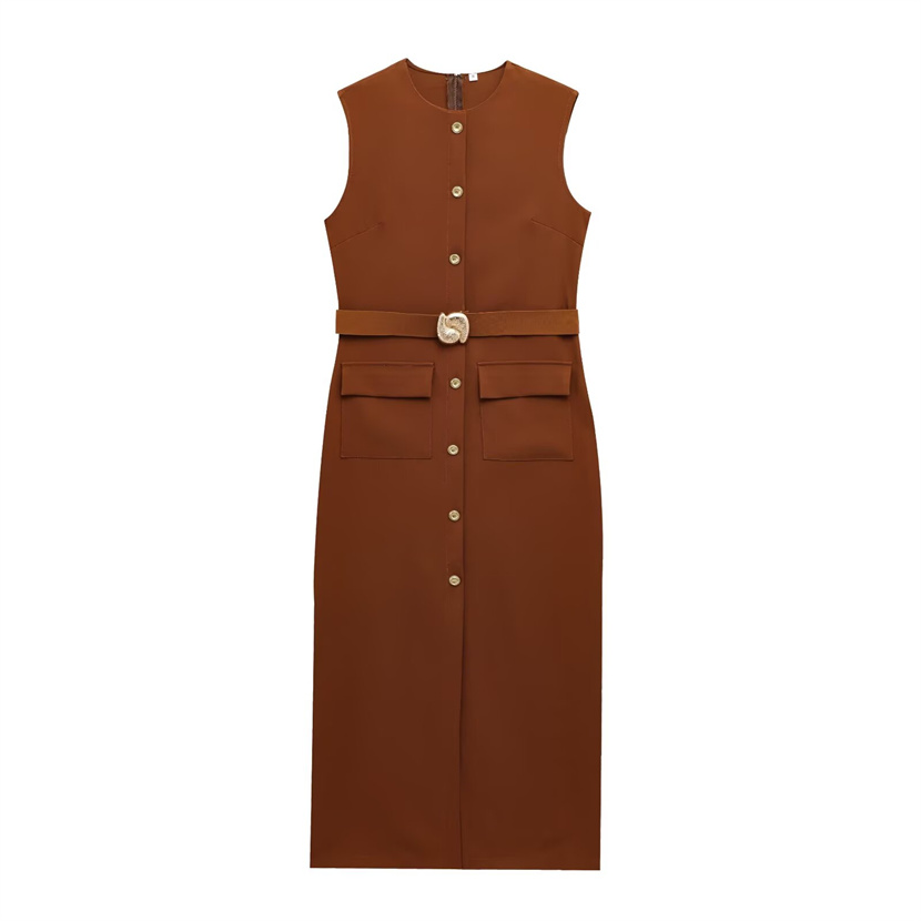 Robe femme noir robes longues printemps été 2025 boutonné sans manches robe d'été robes élégantes décontractées robes pour femmes