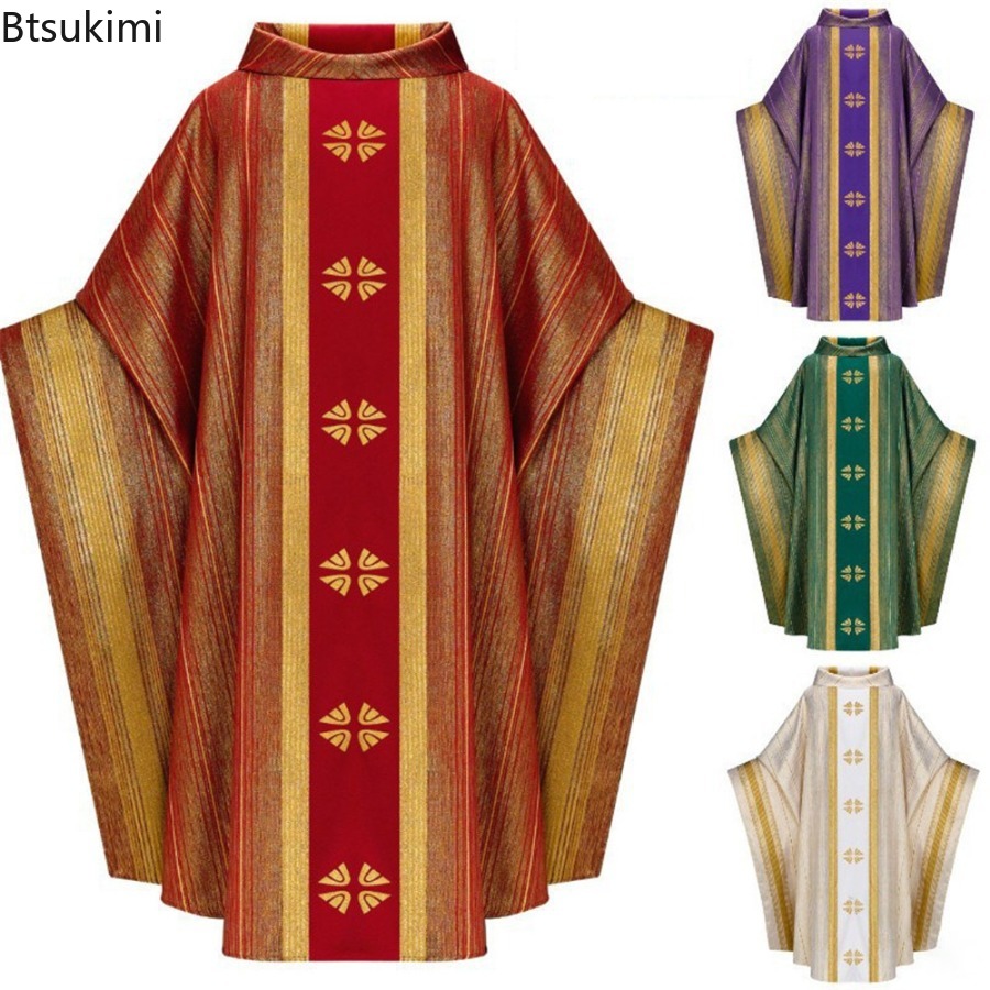 Costume d'Halloween pour homme 2026, vêtements d'église, chasuble de prêtre, robe catholique rétro, costume unisexe pour jeu de rôle à une fête d'Halloween