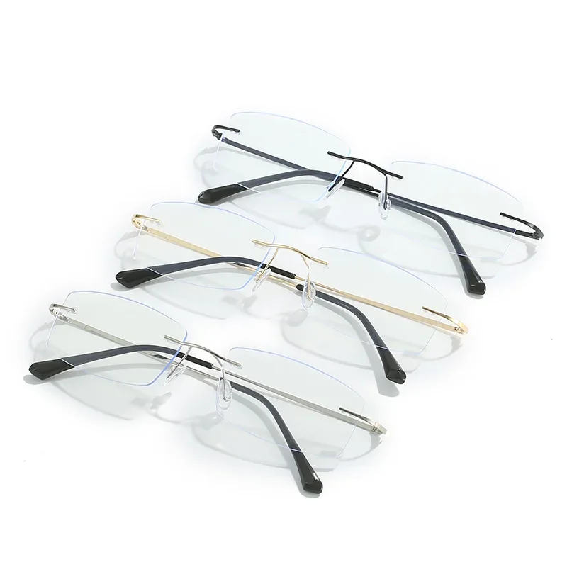 Lunettes de myopie sans monture en métal Vintage rétro hommes d'affaires lunettes de vue de près fini Prescription dames moins lunettes dioptrie