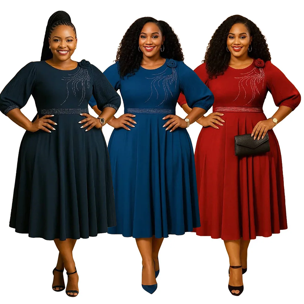 Robes Africaines Élégantes pour Femmes 2026 Dashiki Automne Été Robe Midi Vêtements Traditionnels Africains pour Dames S-2XL Robe Ankara