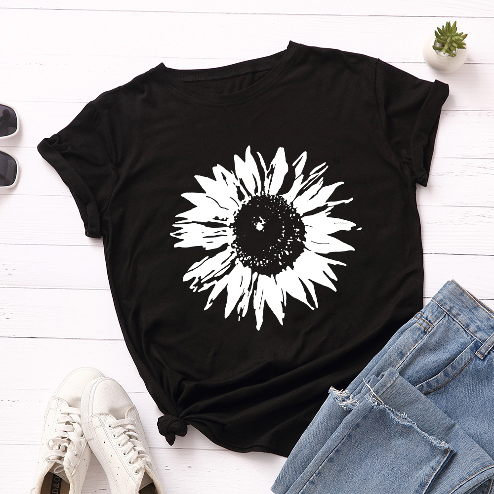 S-5XL Respzed Femmes Économie Femme À Manches Courtes Tee Y-Fleur Imprimé Femme Casual Tshirt 2024 Été Coton T Shirt