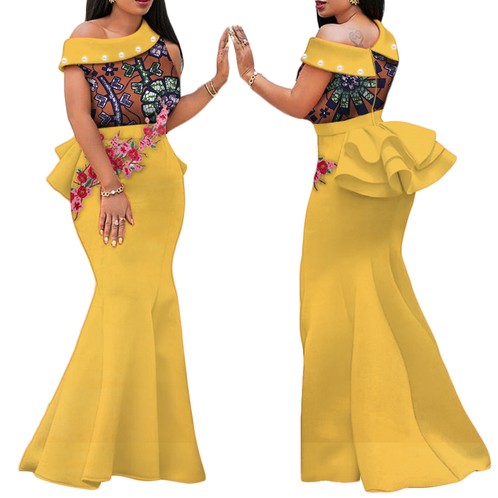 Robe longue à imprimé africain pour femmes, tenue de soirée éducative, vêtements traditionnels africains, WY444