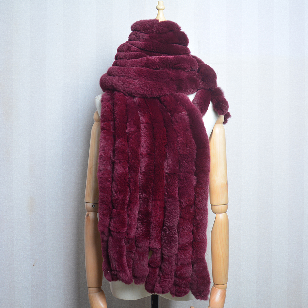 Écharpe de Luxe en Fourrure de Lapin Rex pour Femme, Châle Classique à 8 Barres Verticales, Longue, à la Mode, pour Hiver