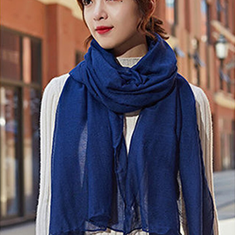 Écharpe coupe-vent pour femmes, châle, écharpe chaude en coton de couleur unie, cadeau d'hiver et de printemps, 1 pièce