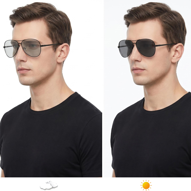Lunettes de soleil polarisées photochromiques hommes femmes classique pilote caméléon lunettes de soleil mode changement de couleur lunettes de pêche