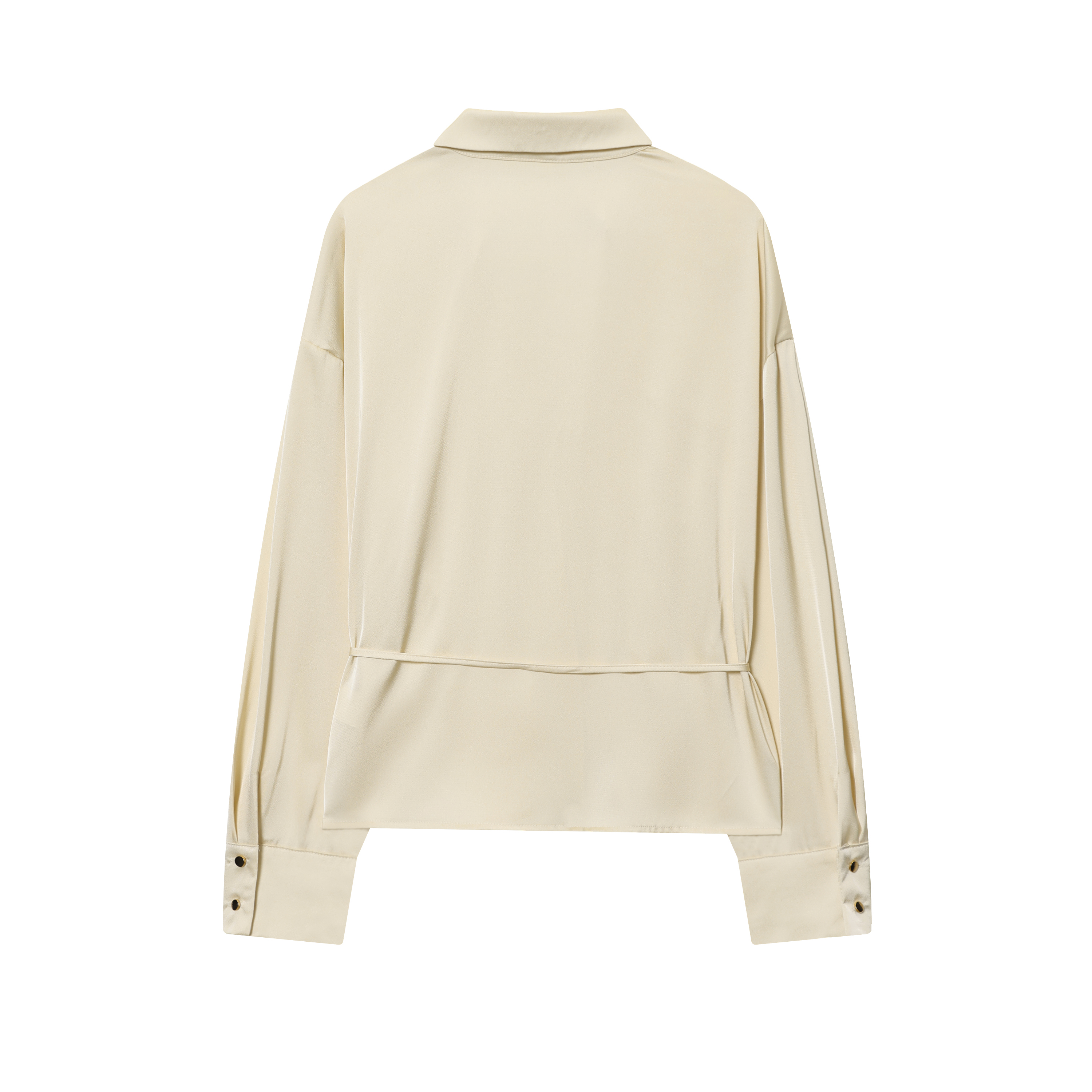 BSAY chemise en satin vêtements pour femmes 2025 automne nouveau noeud ceinture bouton à manches longues blouses chic bureau dames hauts mujer