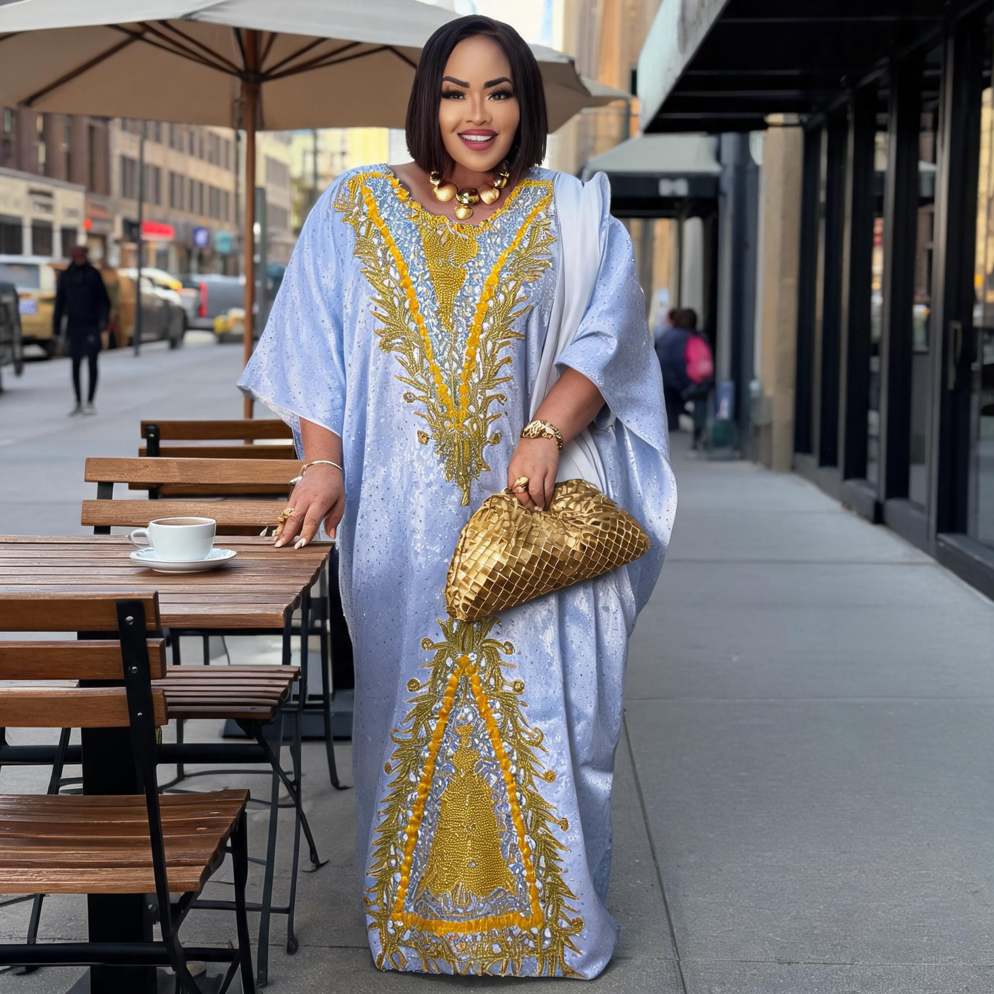 Robes africaines pour femmes grande taille, robe longue avec écharpe, design brodé Bazin Riche