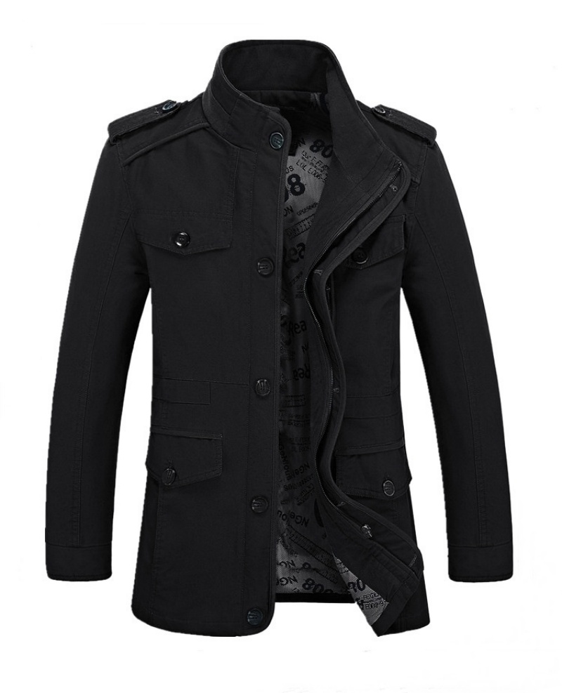 Manteau trench décontracté en coton pour homme, nouvelle collection printemps-automne, mi-long, style business pour homme d'âge moyen