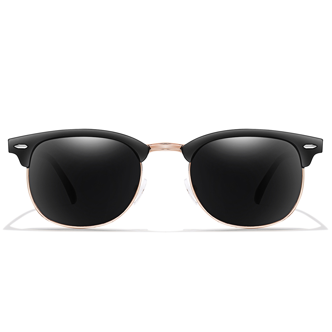 Lunettes de soleil de luxe demi-cerclées en métal pour femmes et hommes, design rond, verres de marque célèbres, pour la randonnée, la pêche, le cyclisme, avec étui