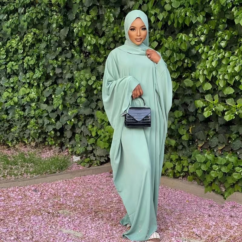 Robe Abaya Musulmane Chauve-Souris pour Femme, Kimono, Hijab, pour Prière de l'Aïd, Cérémonie Traditionnelle, Dubaï