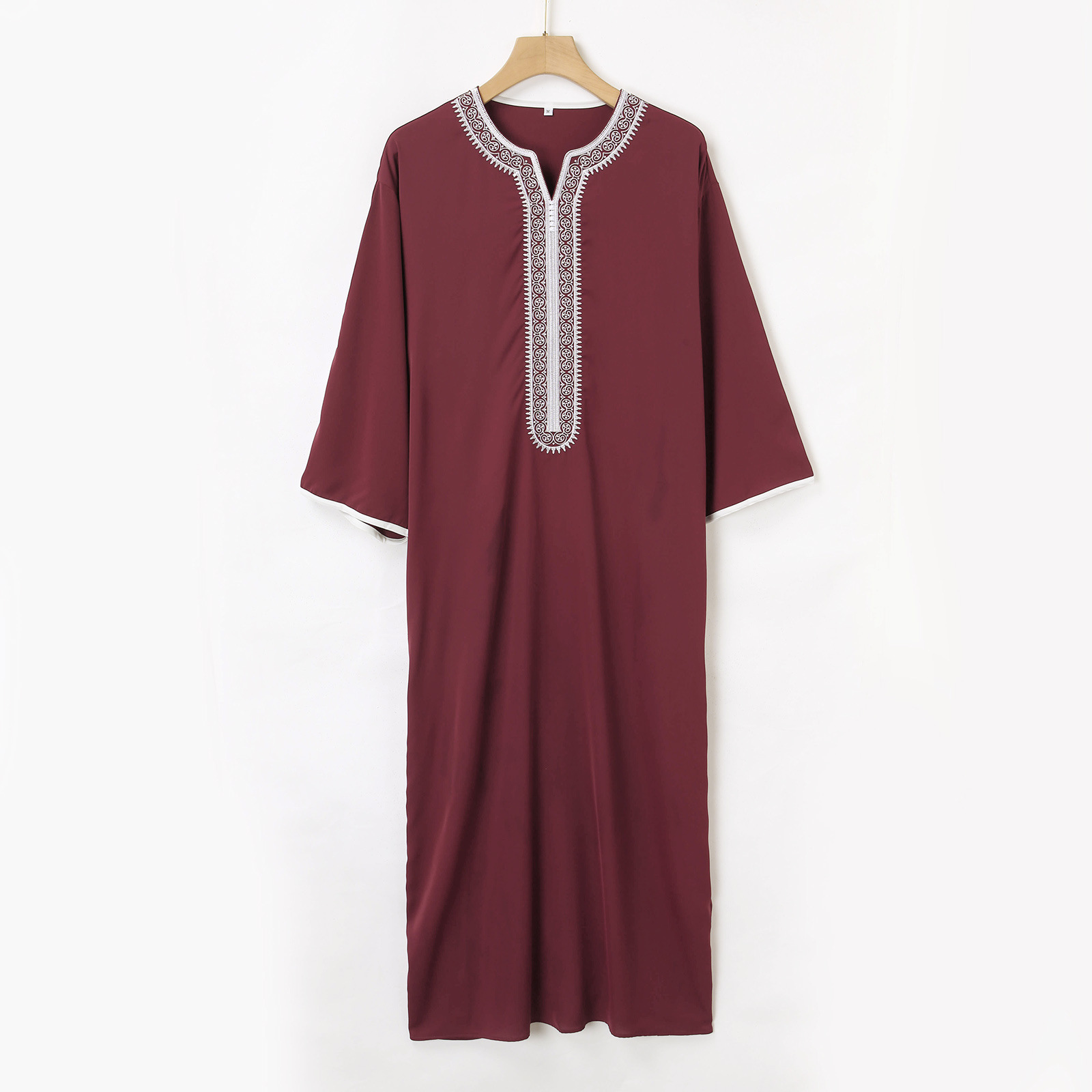 Hommes musulmans Robe longue Jubba Thobe broderie Abaya prière saoudienne Dishdasha Ramadan dubaï Abayas islamique Robe 2025 caftan marocain