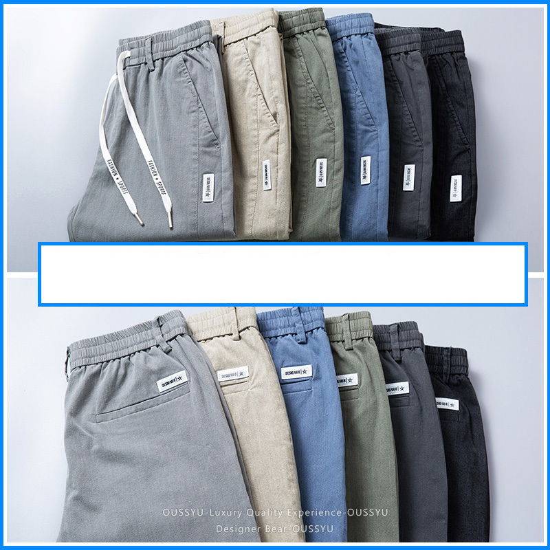Pantalon Chino Cargo en Twill pour Homme, Taille Élastique, Couleur Unie, Coton Classique, Style Décontracté et Habillé, Collection Été 2026 de la Marque [Nom de la Marque]