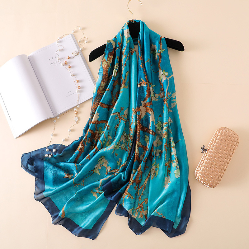 Foulard en soie de luxe pour femmes, imprimé d'arbre abstrait, châles et châles, grande taille, Hijab, printemps-automne 2020, 180cm