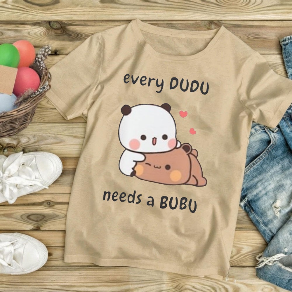 T-shirt à manches courtes pour tous les Dudu, avec motif ours panda mignon, vêtements Kawaii Bubu Dudu classiques, cadeaux d'anniversaire unisexes