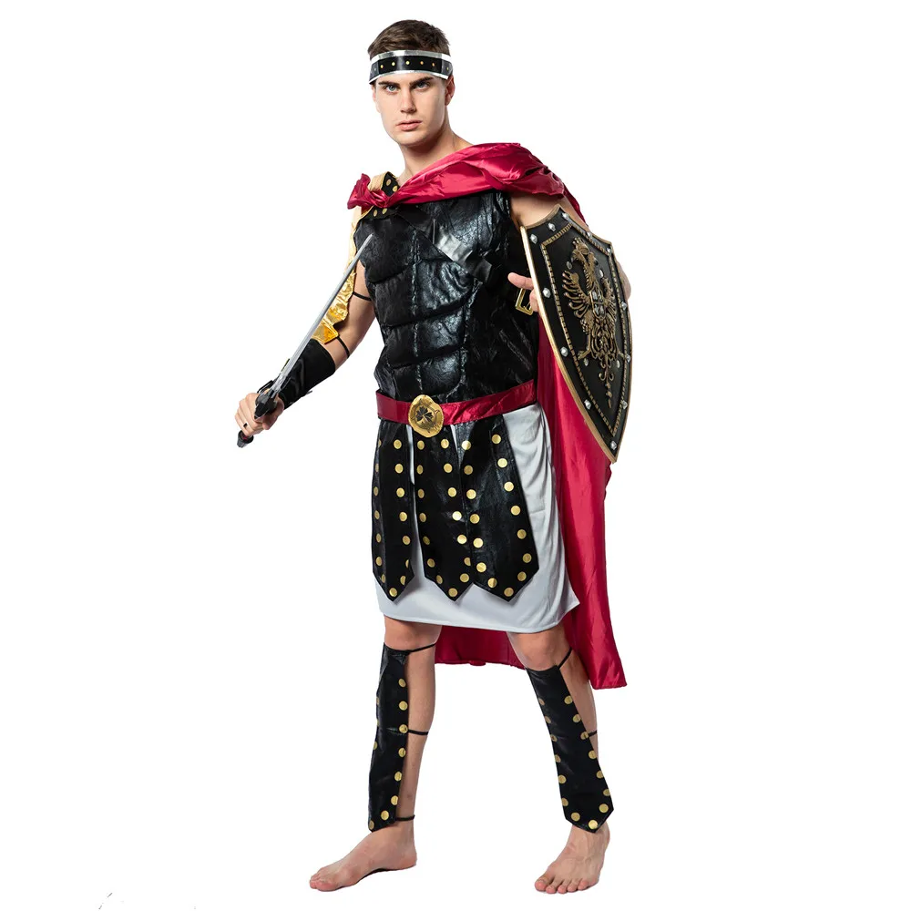 Costume de guerrier romain médiéval pour hommes, Costumes d'halloween, soldat spartiate, gladiateur, tenue de Cosplay, déguisement de fête de carnaval