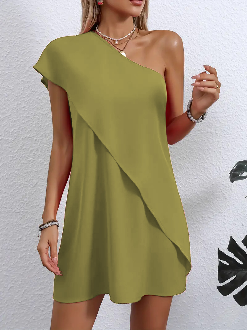 Robe élégante décontractée simple pour femme avec manches en dentelle, mini-robe tendance pour la saison printemps/automne