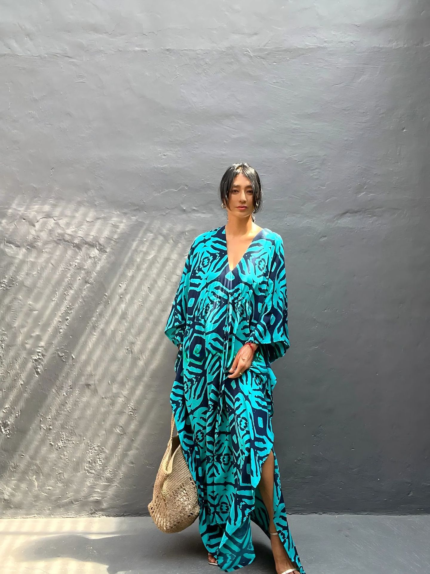 Robe caftan grande taille pour maillots de bain femmes maillot de bain couvrir Robe de plage Robe de plage avec imprimé