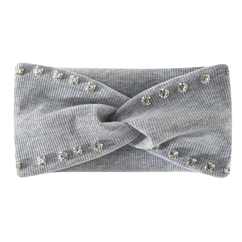 Bandeau en strass couleur unie, simple et polyvalent, élastique croisé en laine tricotée, pour le sport et le quotidien des femmes