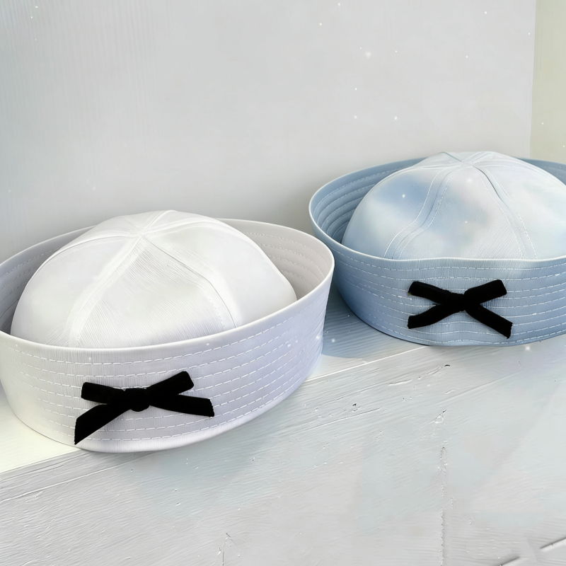 Béret à nœud papillon tendance, style infirmière, cosplay Y2K, pour jeune fille, printemps-été, béret JK, casquette de marin à visière relevable pour femme