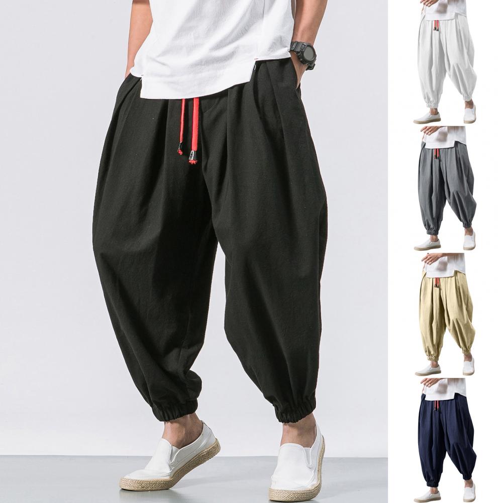 Pantalon de Jogging Baggy pour hommes, nouvelle mode, avec cordon de serrage, jambes larges, japonais, décontracté, ample, 2024