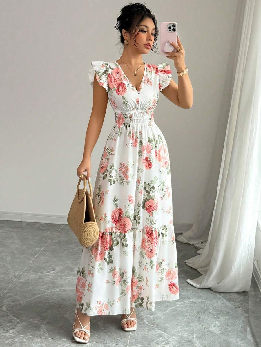 Robe à imprimé floral romantique pour femmes, mode minimaliste, élégante et décontractée, adaptée à l'été, jupe pour femmes