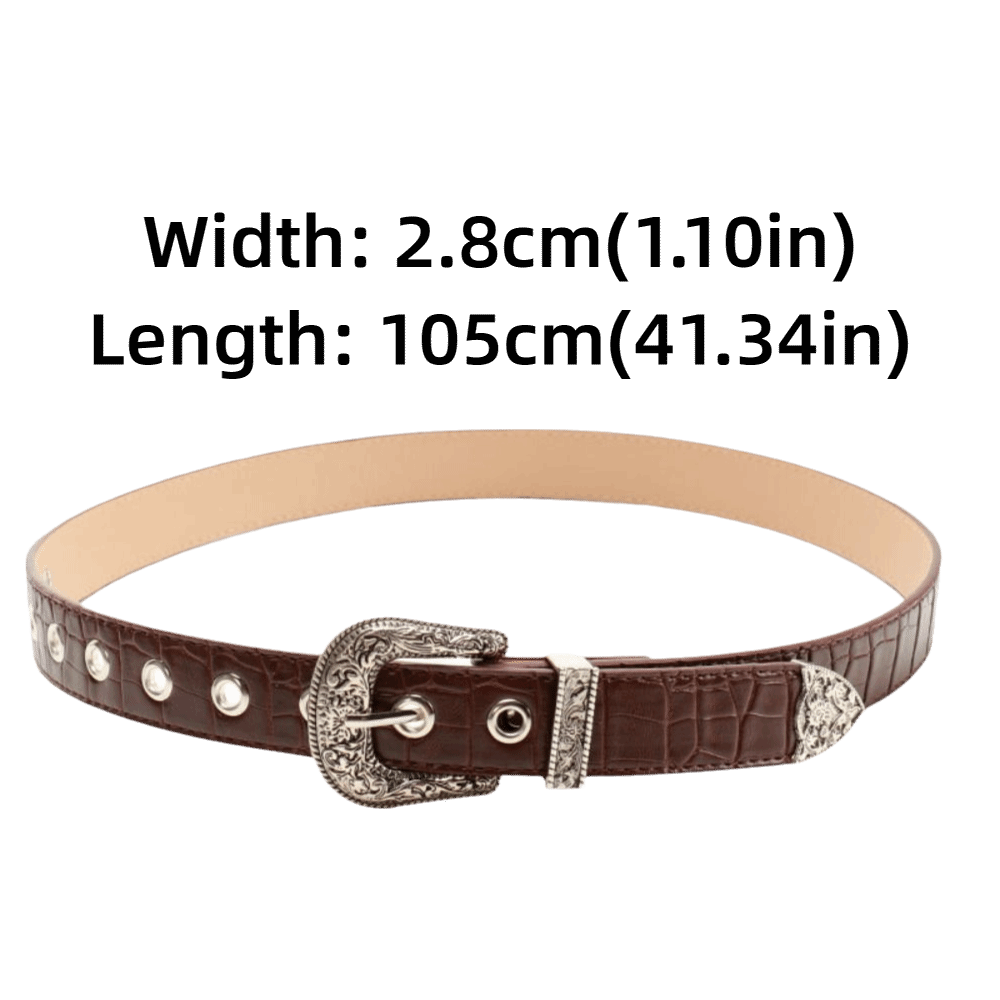 Ceinture décontractée en cuir PU avec boucle ardillon sculptée, style vintage Y2K Hip Hop