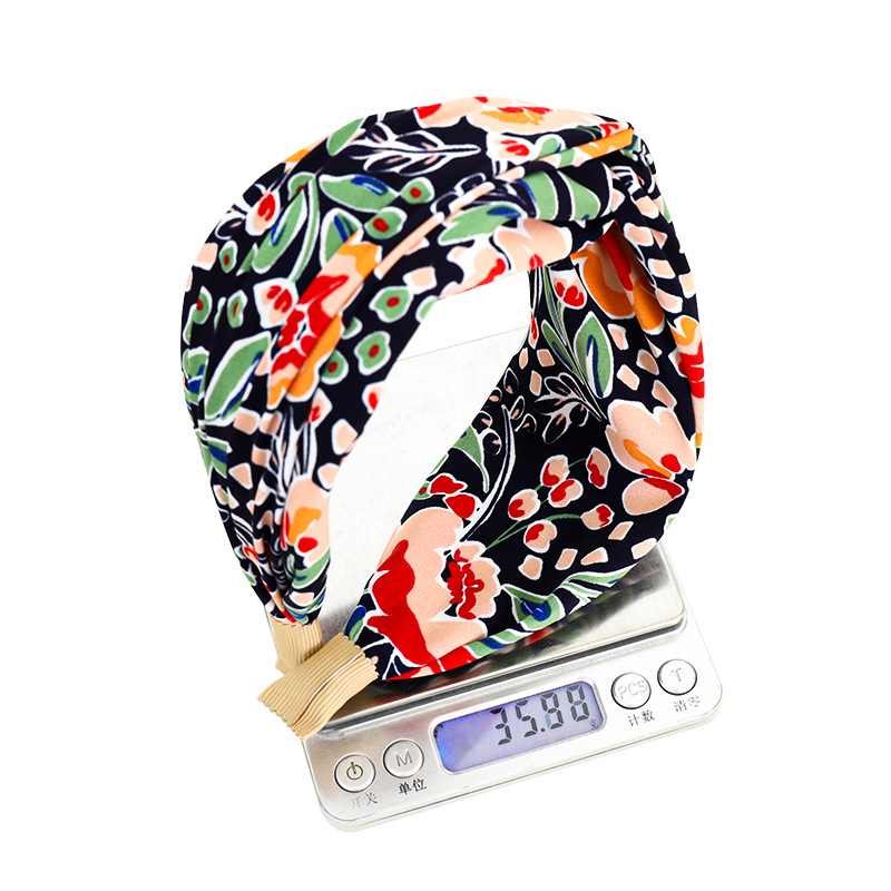 Nouvelle mode femmes bandeau imprimé large bandeau noeud croisé Turban fleur cheveux cerceau bandes lunette filles cheveux accessoires coiffure