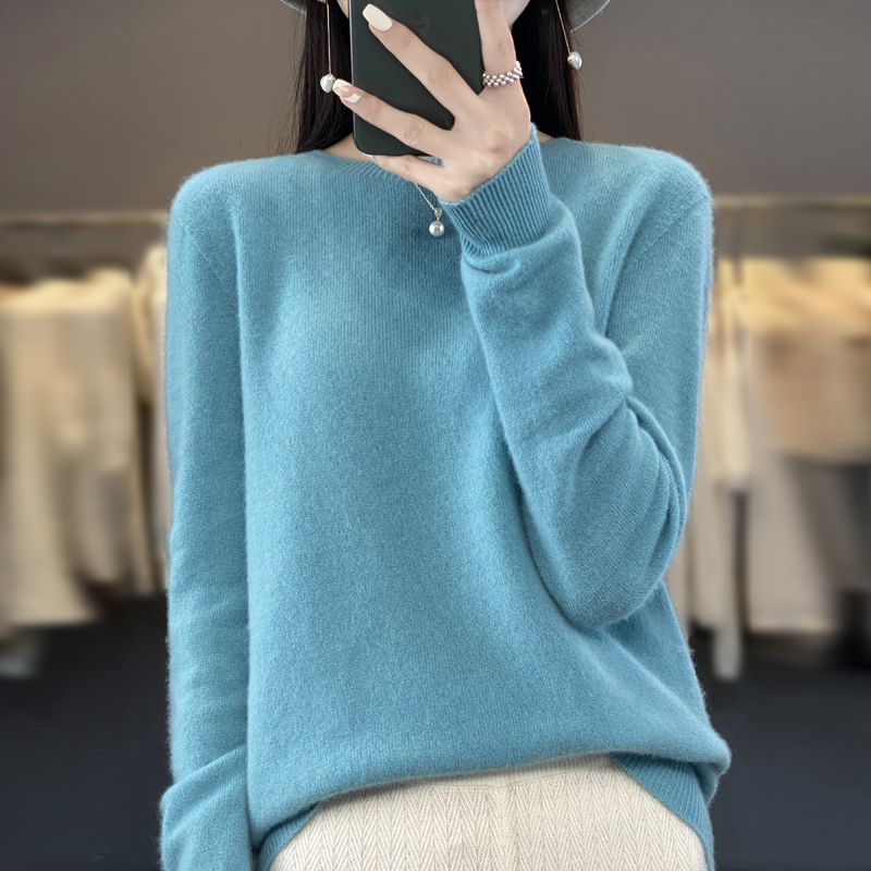 Nouveau pull en cachemire pour femme, automne et hiver, 100% laine mérinos, col rond, pull chaud tendance