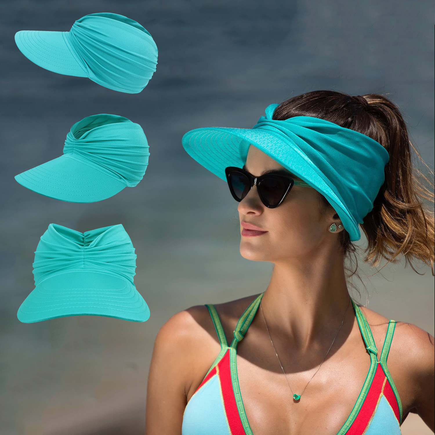 Casquette de plage chapeau de soleil femmes grande tête 56-65 taille printemps été nouveau chapeau haut creux 50 + chapeau de soleil filles haute élastique Sports de plein air chapeaux