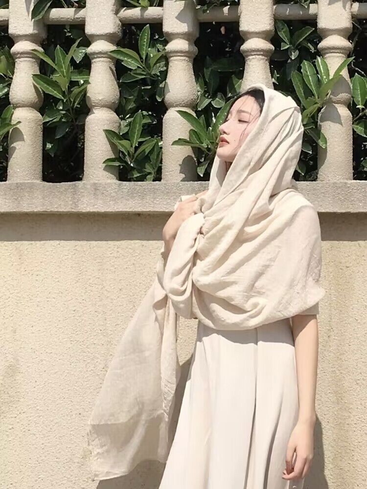 Écharpe de voyage Égypte Dubaï pour femme, imitation coton lin, châle de protection solaire, foulard, accessoires photo désert, écharpe de vacances en bord de mer