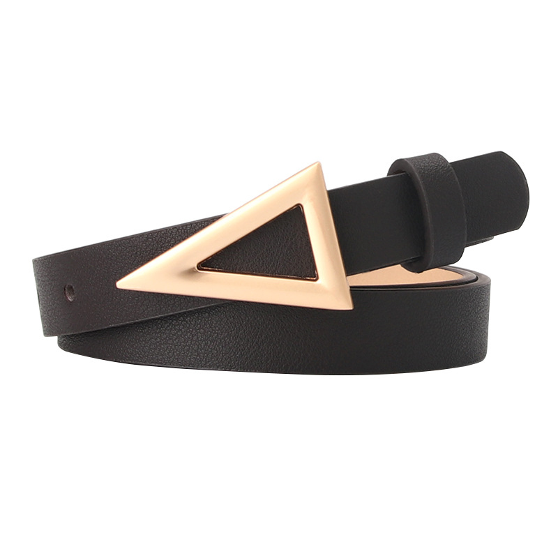 Ceinture fine en cuir de 1,8 cm pour femme, avec boucle à pression triangulaire argentée, ceinture décorative pour femme, ceinture fine pour femme