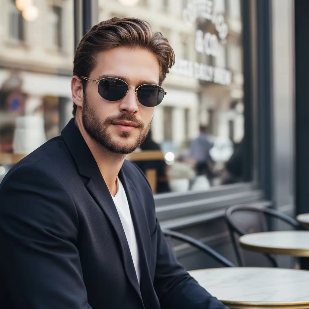 Lunettes pour femme, lunettes de soleil pour homme – Lunettes de soleil ovales à monture métallique UV400, lunettes de soleil tendance pour l'extérieur